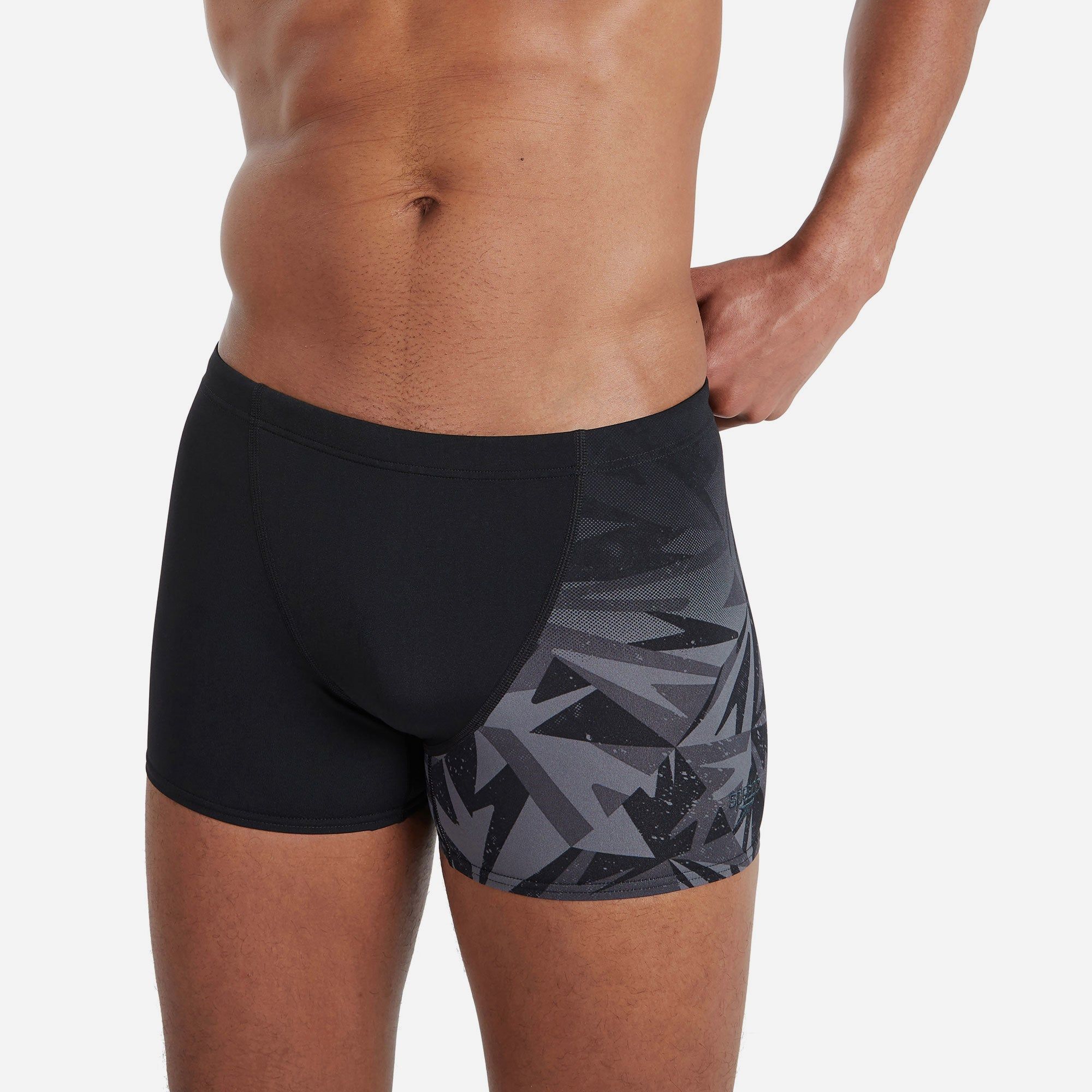 Speedo - Quần bơi nam Allover V-Cut Am Black Grey Swimming