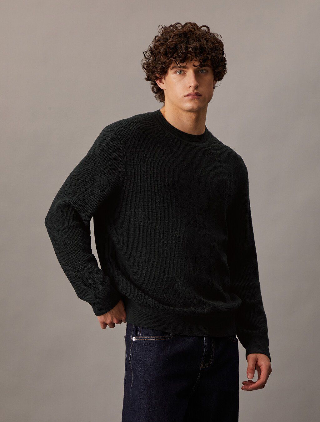 Calvin Klein - Áo len tay dài CK nam Monogram Pullover Sweater