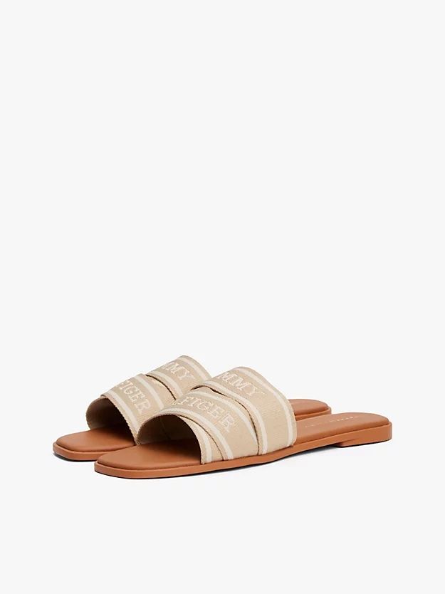 Tommy Hilfiger - Dép quai ngang nữ Webbing Woven Logo Strap Mules