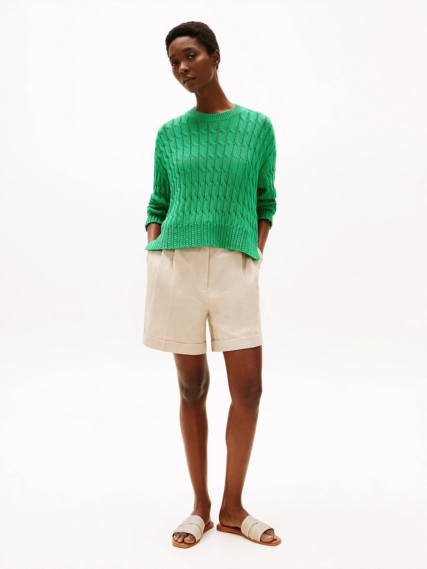Tommy Hilfiger - Dép quai ngang nữ Webbing Woven Logo Strap Mules