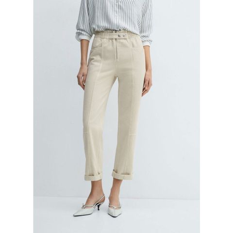 Mango - Quần dài nữ Trousers White Camila