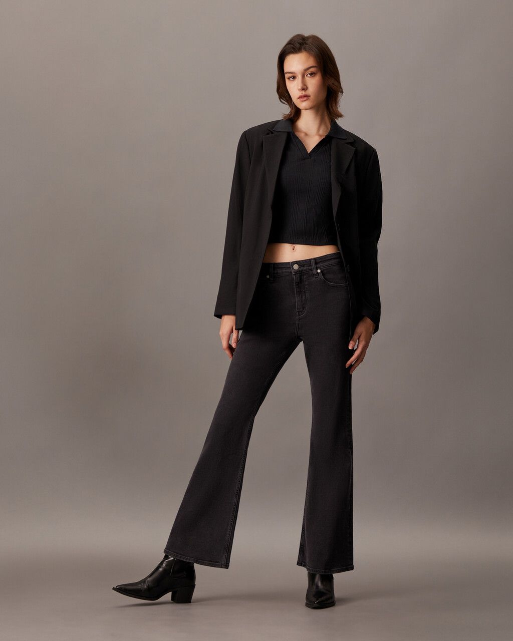 Calvin Klein - Áo polo tay dài CK nữ Rib Knit Slim Polo