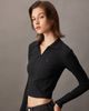 Calvin Klein - Áo polo tay dài CK nữ Rib Knit Slim Polo