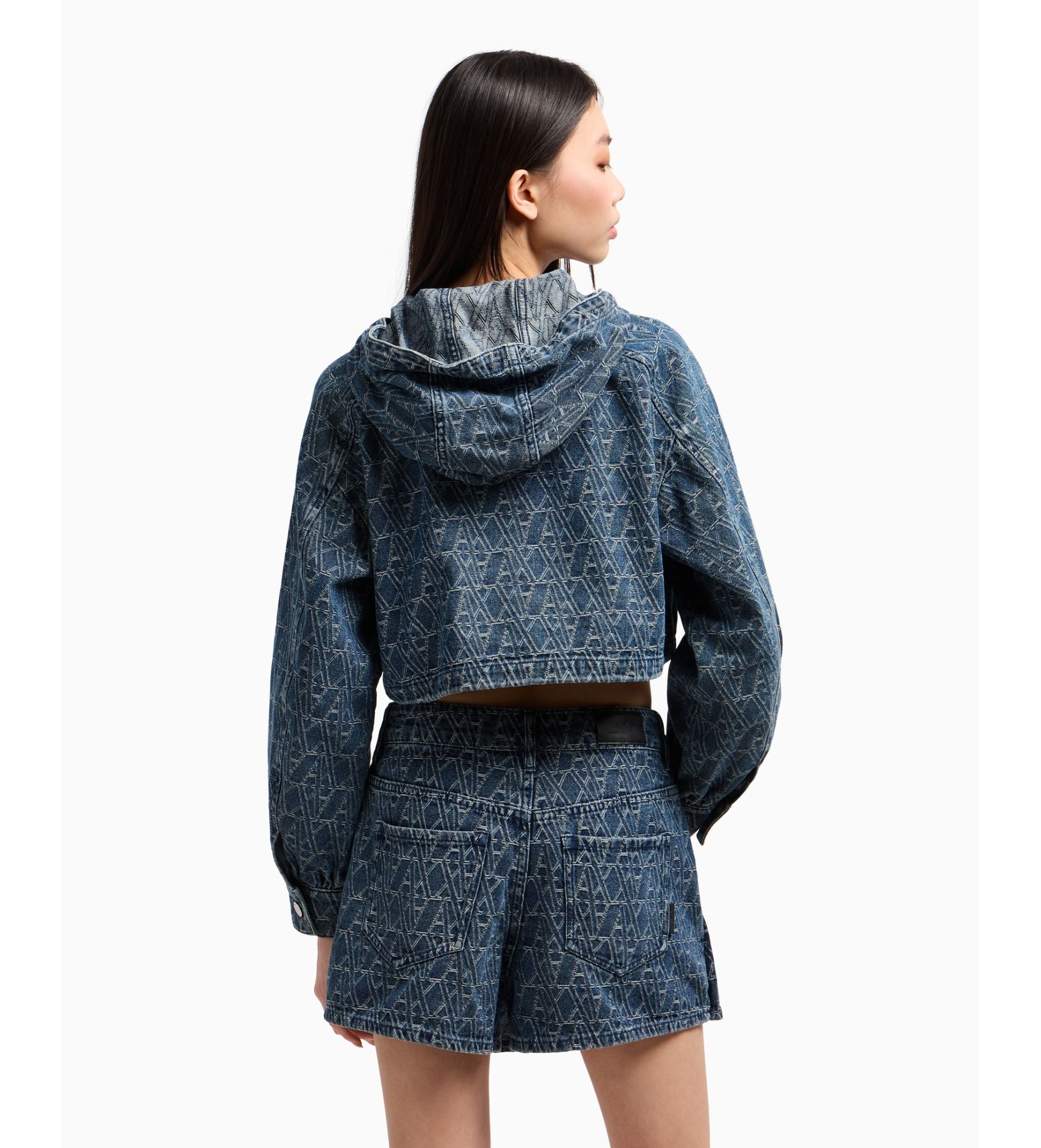 Armani Exchange - Váy ngắn nữ Ax Mini skirt blue monogrammed trousers