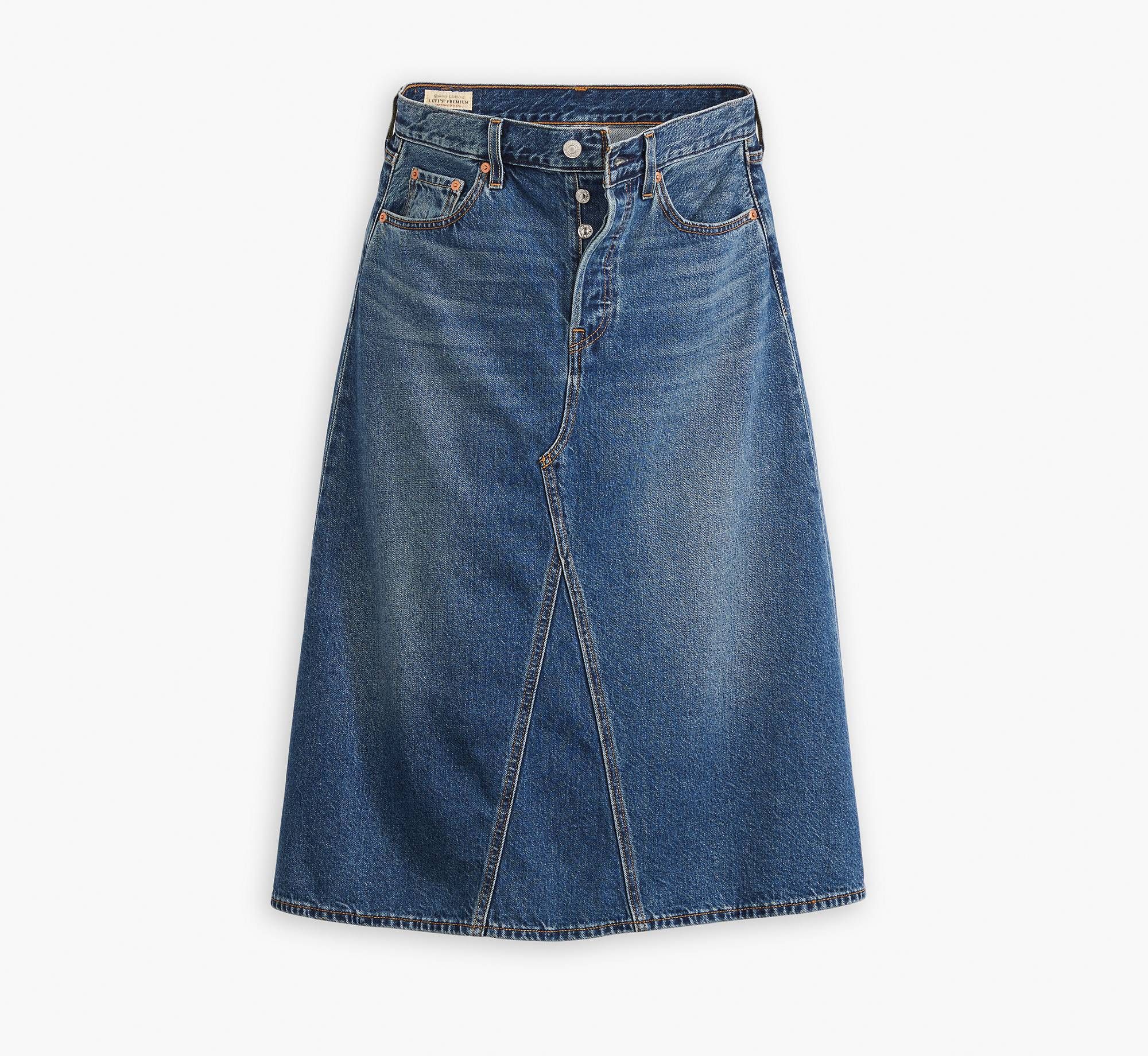 H&m Ladies Midi Denim Skirt Feather Soft Hm Black Denim Skirt