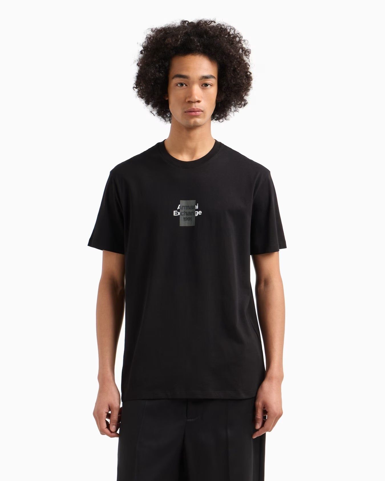 Armani Exchange - Áo phông thời trang nam AX Black Round T-Shirt