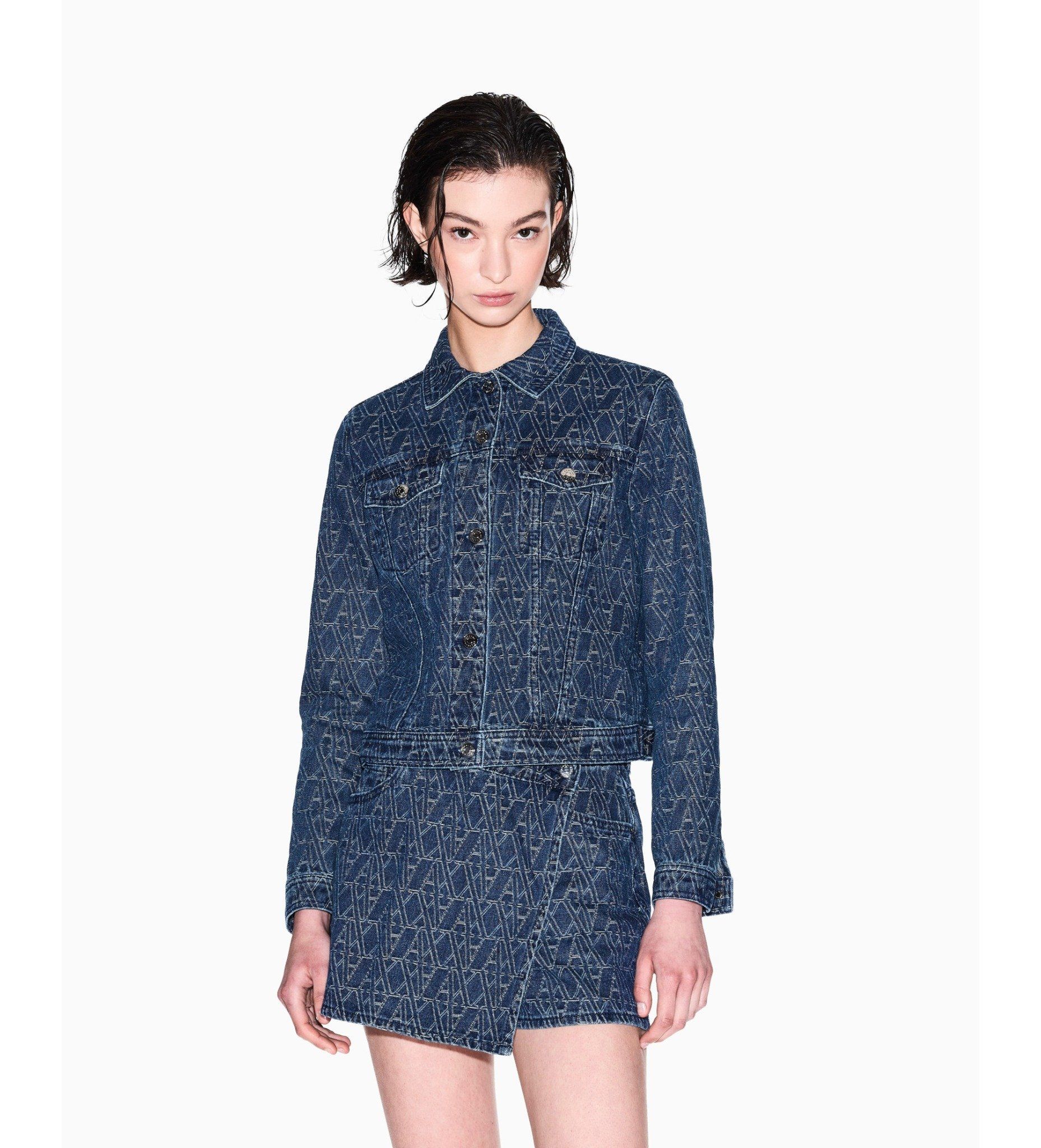 Armani Exchange - Áo khoác jeans nữ Ax Blue denim jacket
