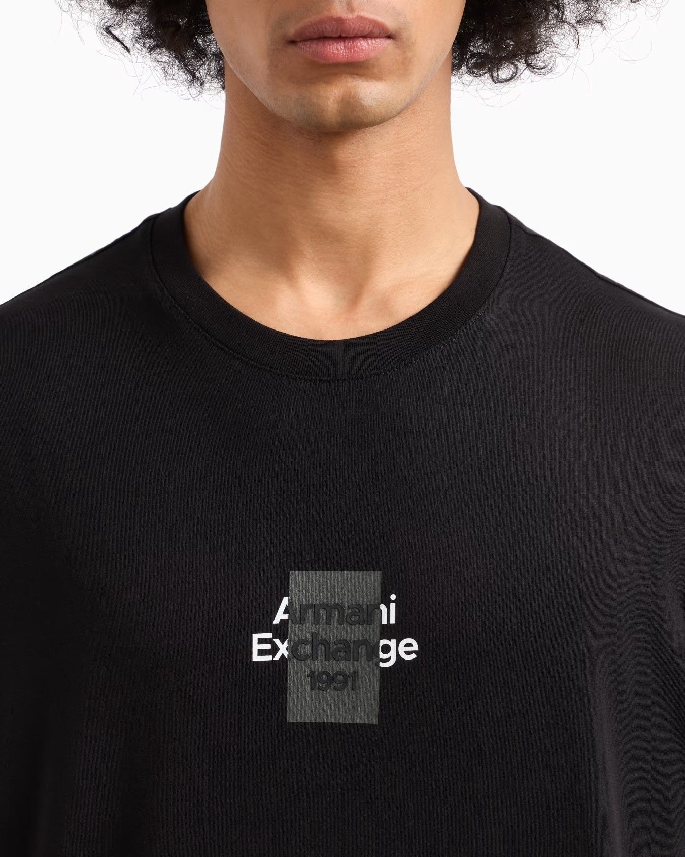 Armani Exchange - Áo phông thời trang nam AX Black Round T-Shirt