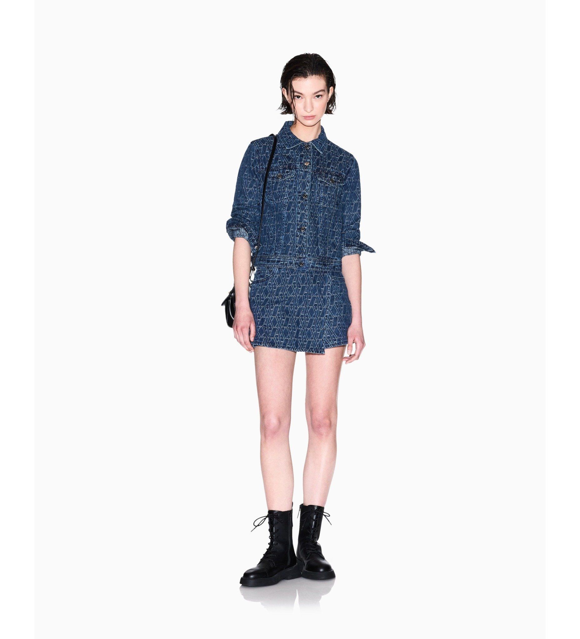 Armani Exchange - Áo khoác jeans nữ Ax Blue denim jacket