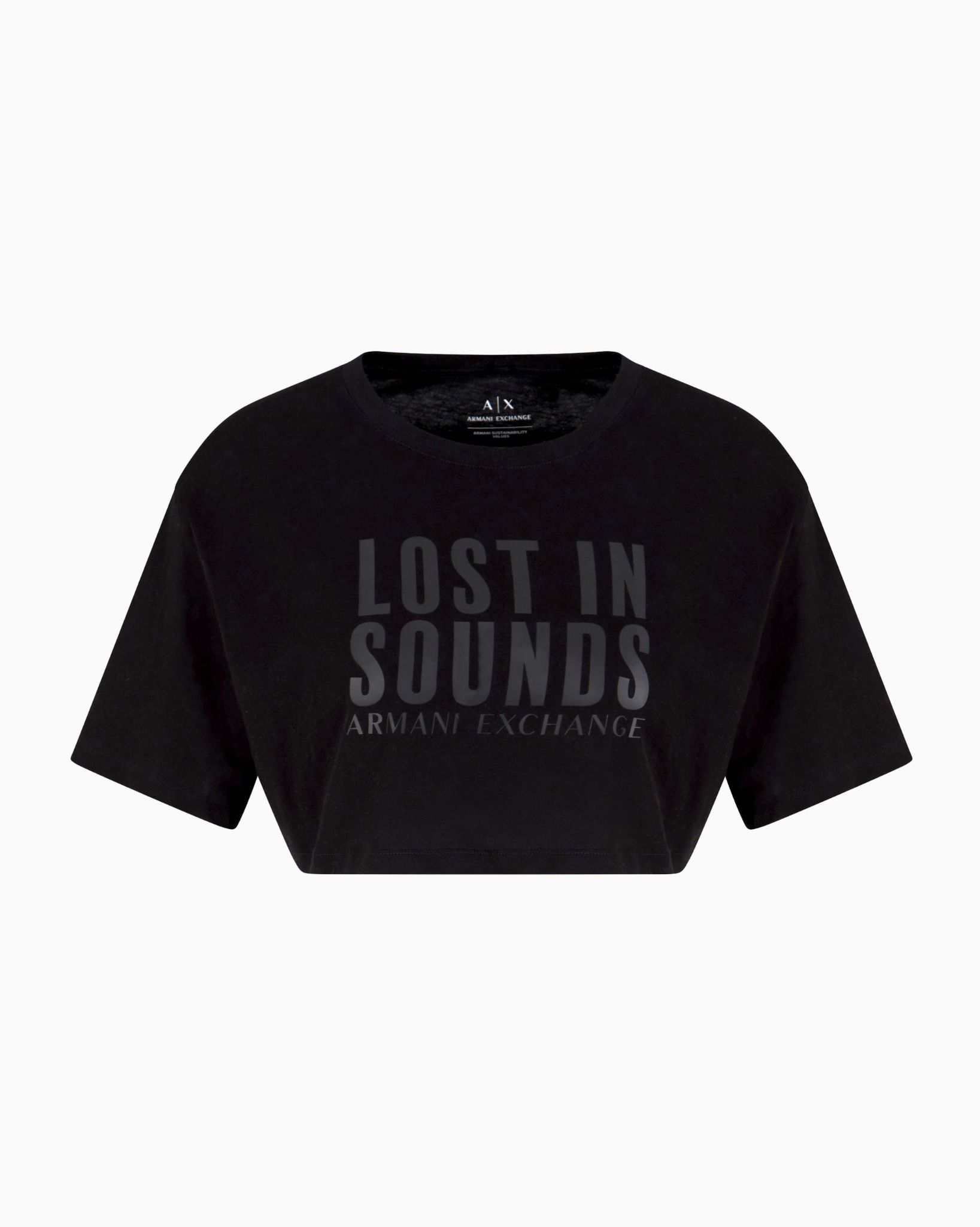 Armani Exchange - Áo thời trang nữ Ax Crop Black T-Shirt