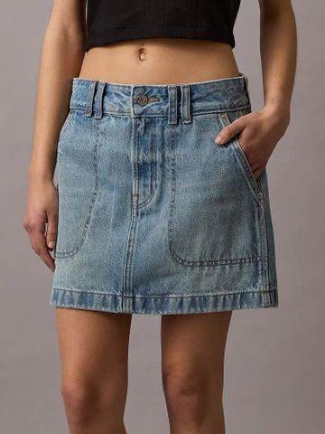 Calvin Klein - Váy jeans CK nữ Denim Utility Skirt Lightweight Blue Washed Jean