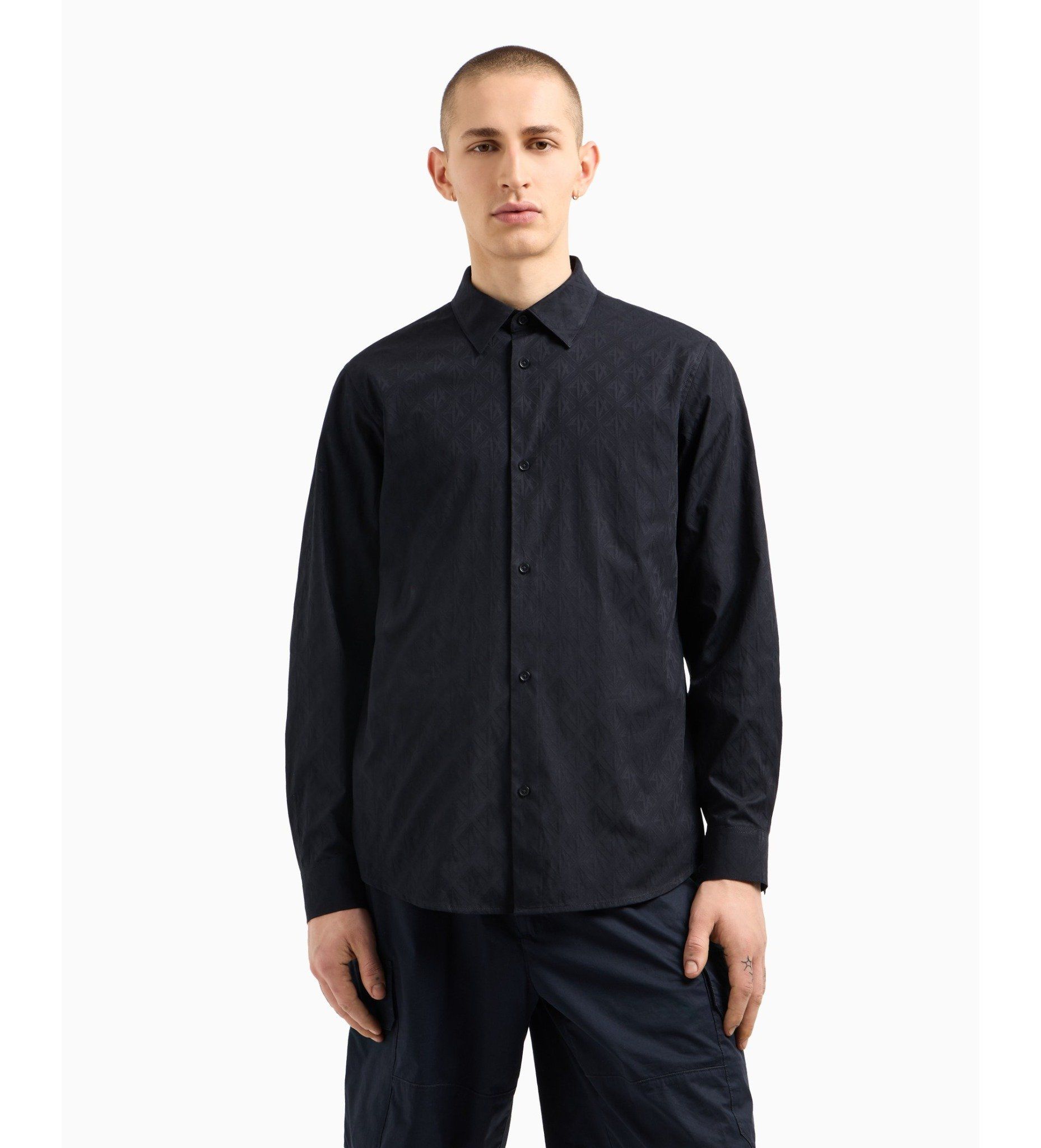 Armani Exchange - Áo sơ mi tay dài nam Long sleeve navy Shirt
