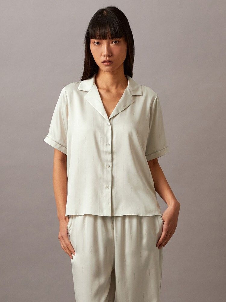 Calvin Klein - Áo ngủ CK nữ Premium Satin Button Down Shirt
