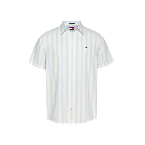 Tommy Hilfiger - Áo sơ mi tay ngắn nam TH Regular Linen Blend Stape Shirt