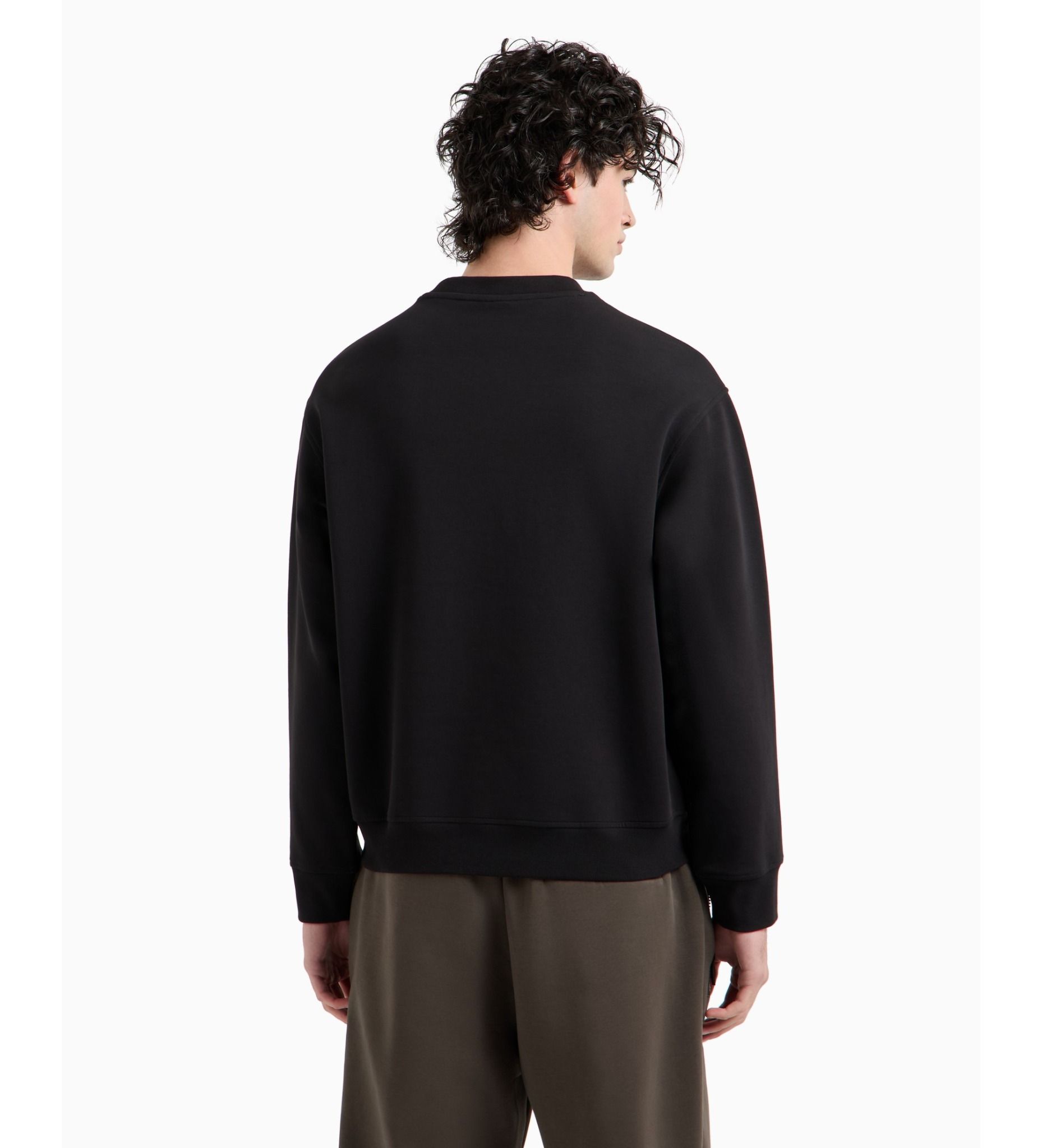 Armani Exchange - Áo nỉ ấm tay dài nam Sweatshirt with eagle embroidery in organic cotton ASV black