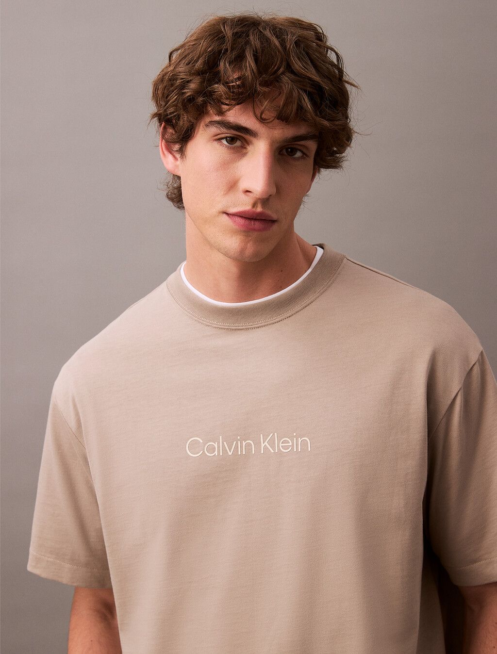 Calvin Klein - Áo thun thời trang nam CK Calvin Logo Crew Neck Tee