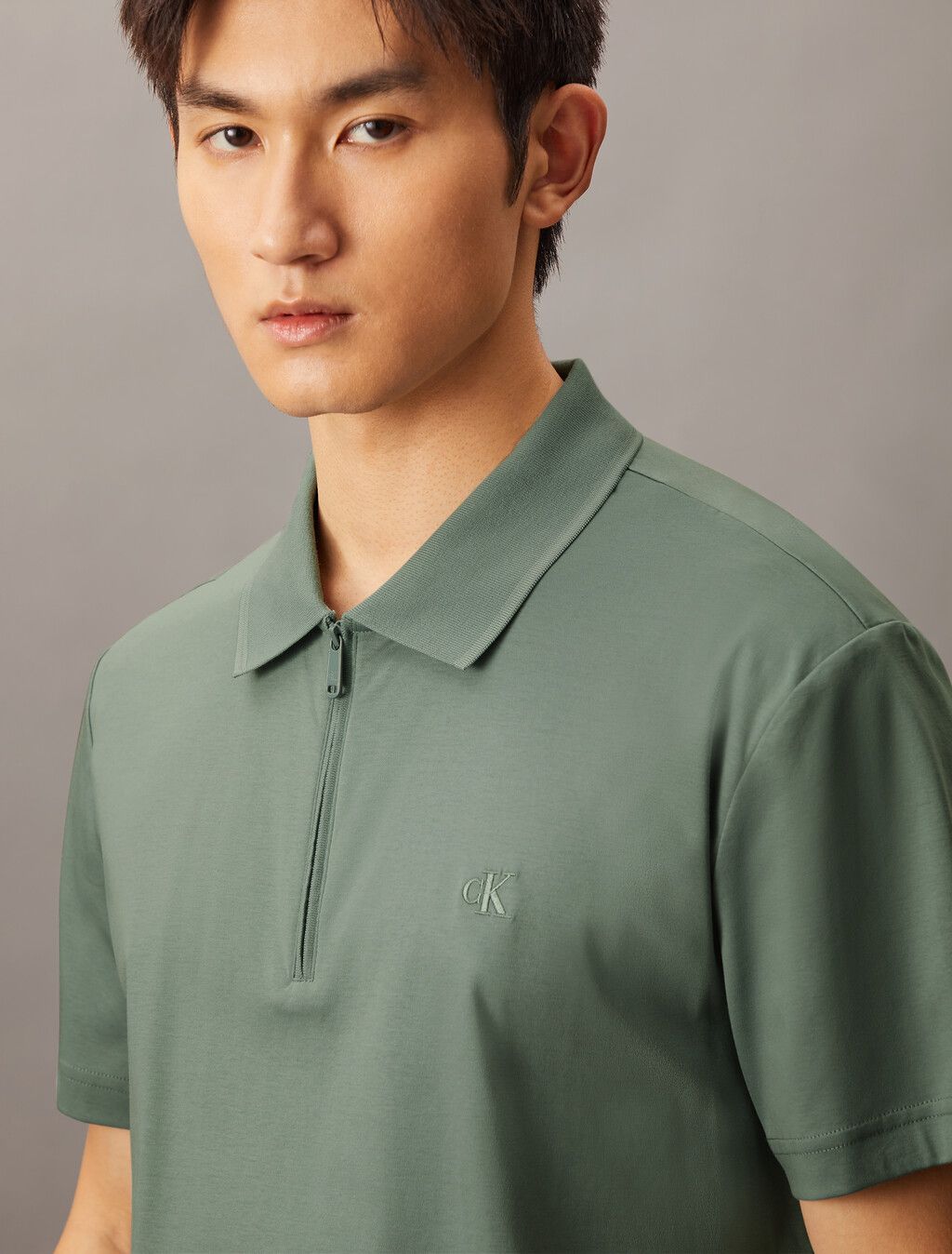 Calvin Klein - Áo polo tay ngắn CK nam Smooth Cotton UV Protect Half Zip Pollo