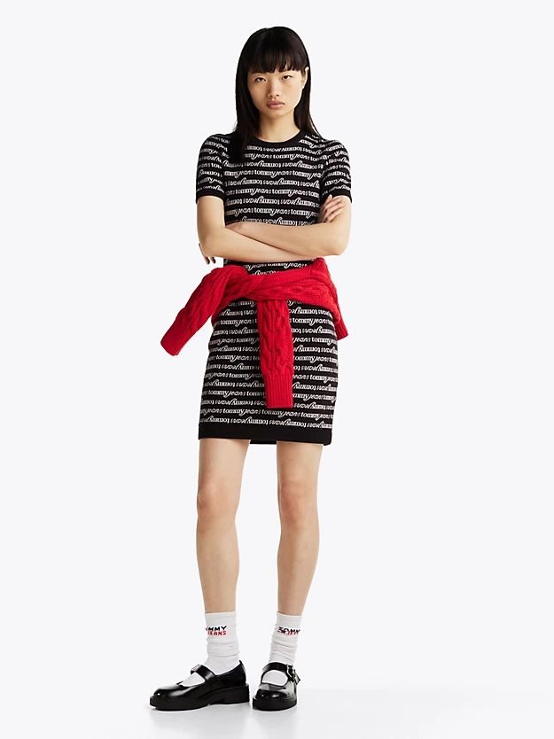Tommy Hilfiger - Đầm len nữ Print Mini Jumper Dress