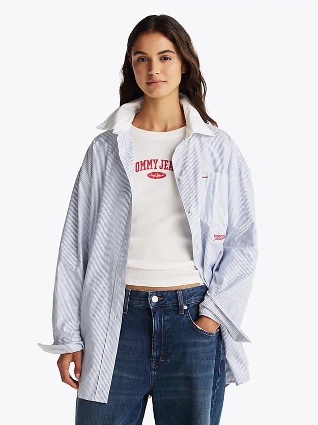 Tommy Hilfiger - Áo sơ mi tay dài nữ Oversized Fit Stripe Shirt