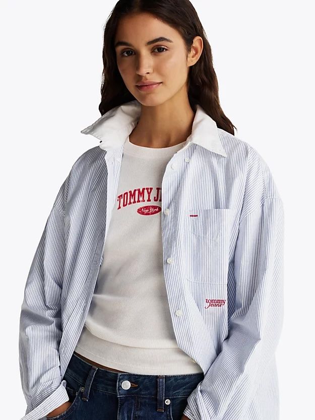 Tommy Hilfiger - Áo sơ mi tay dài nữ Oversized Fit Stripe Shirt