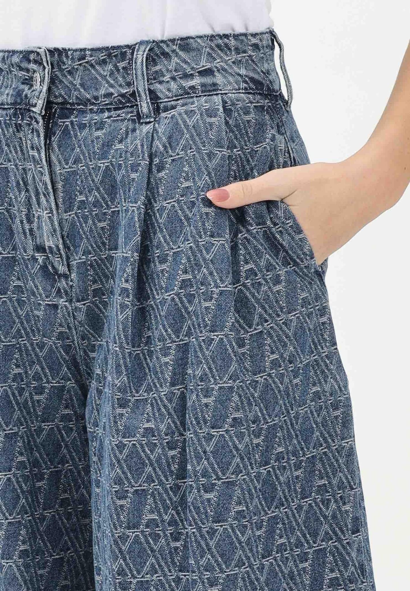 Armani Exchange - Quần short nữ AX Women's denim Bermuda shorts with monogram pattern