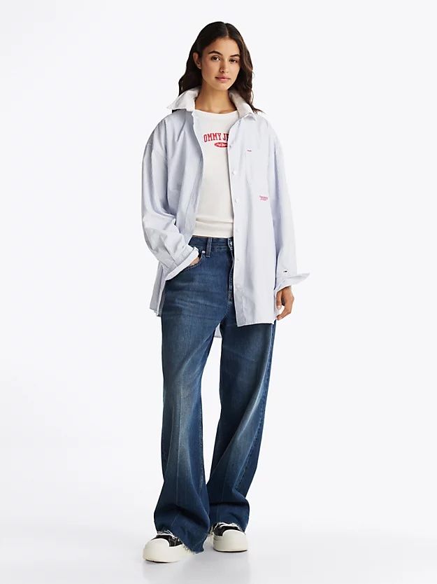 Tommy Hilfiger - Áo sơ mi tay dài nữ Oversized Fit Stripe Shirt