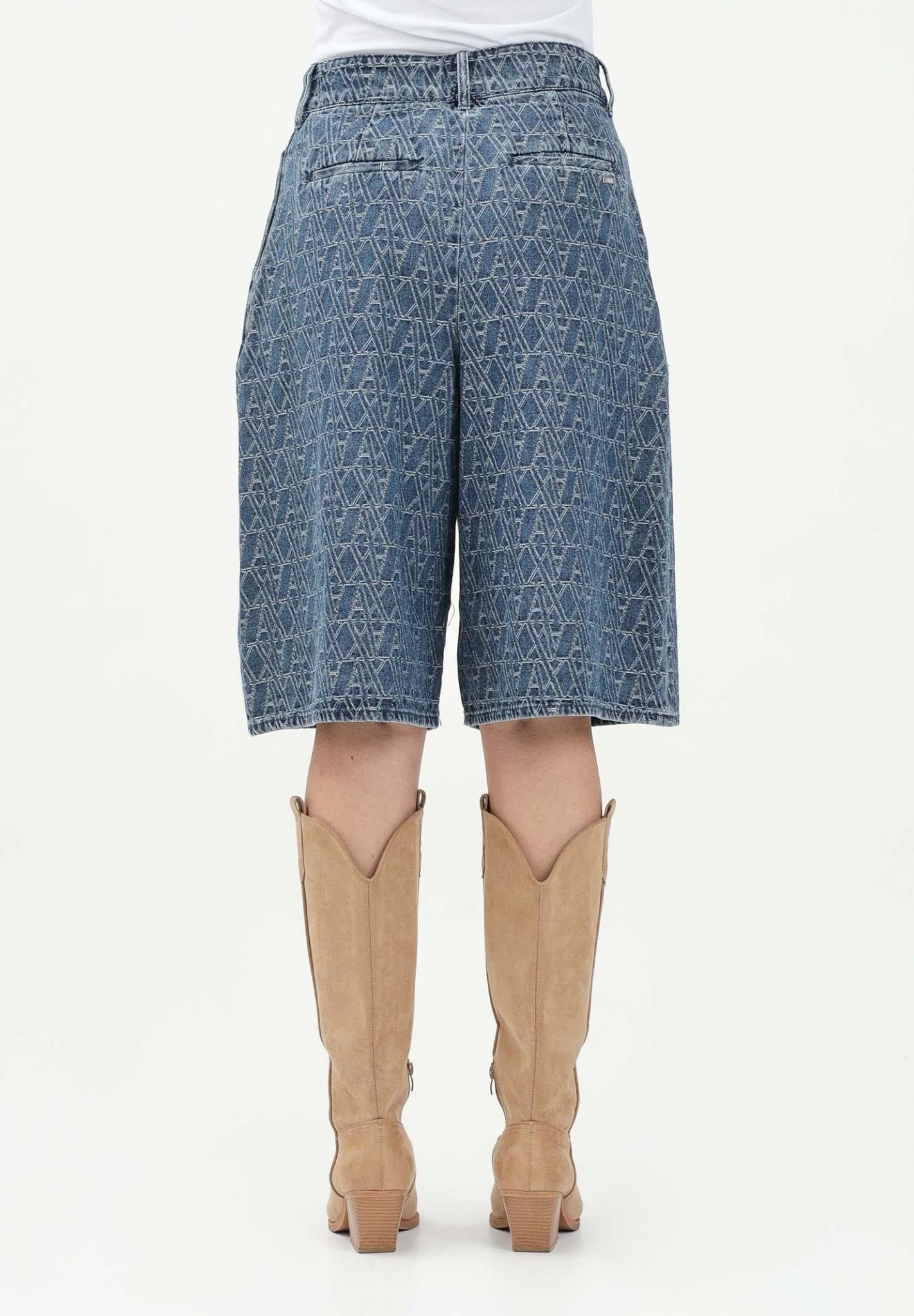 Armani Exchange - Quần short nữ AX Women's denim Bermuda shorts with monogram pattern