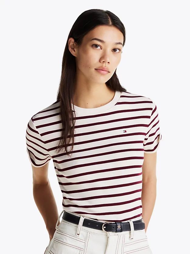 Tommy Hilfiger - Áo thun tay ngắn nữ Flag Embroidery Slim T-Shirt