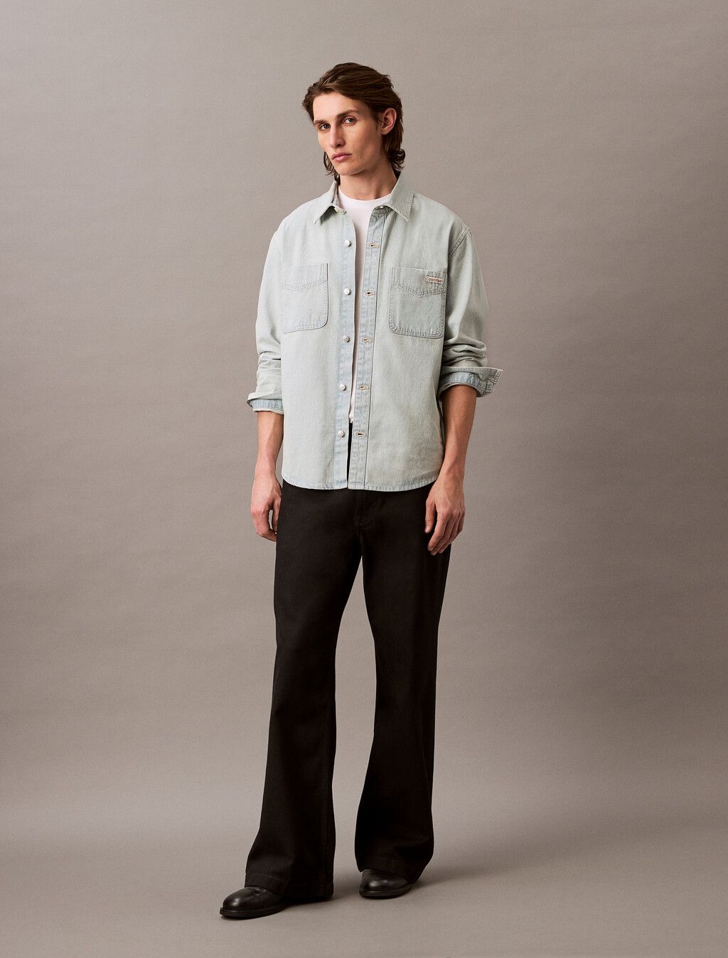 Calvin Klein - Áo sơ mi tay dài nam CK Goldenrod Denim Overshirt