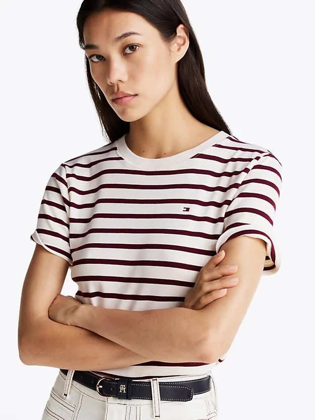 Tommy Hilfiger - Áo thun tay ngắn nữ Flag Embroidery Slim T-Shirt