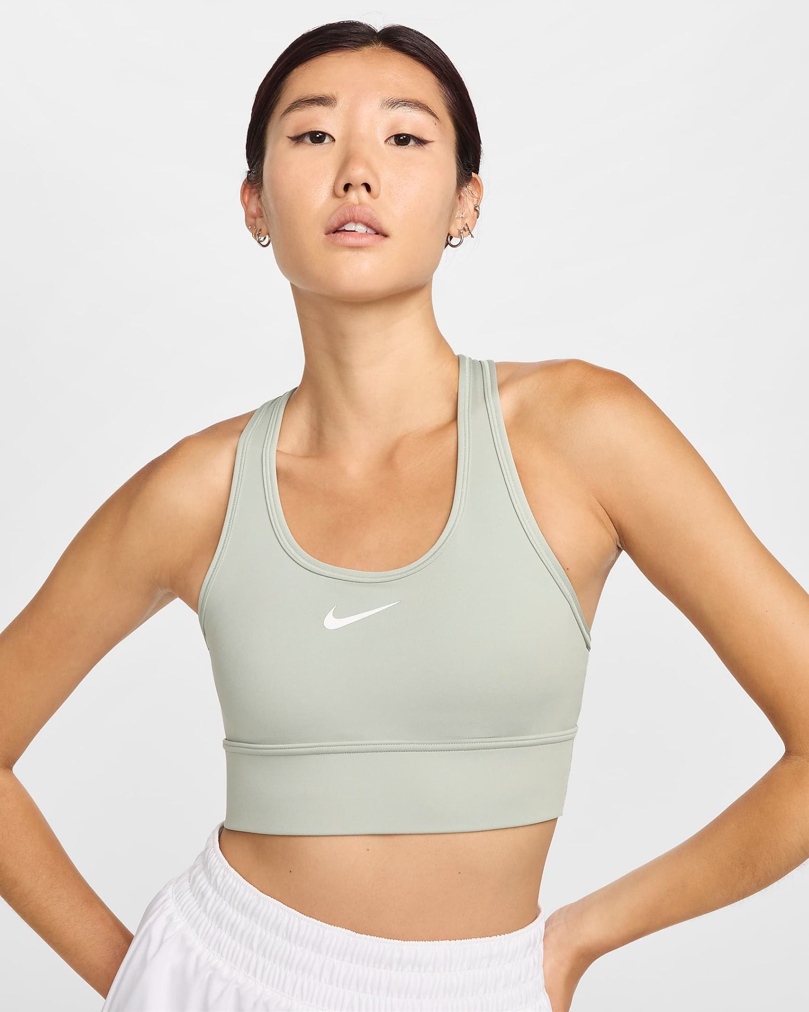Nike - Áo ngực thể thao Nữ Swoosh Medium Support Women's Padded Longline Sports Bra