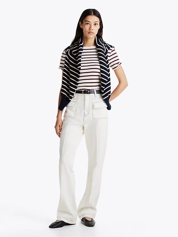 Tommy Hilfiger - Áo thun tay ngắn nữ Flag Embroidery Slim T-Shirt