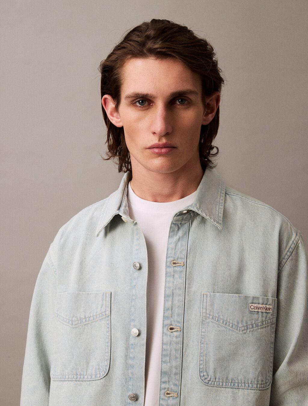 Calvin Klein - Áo sơ mi tay dài nam CK Goldenrod Denim Overshirt