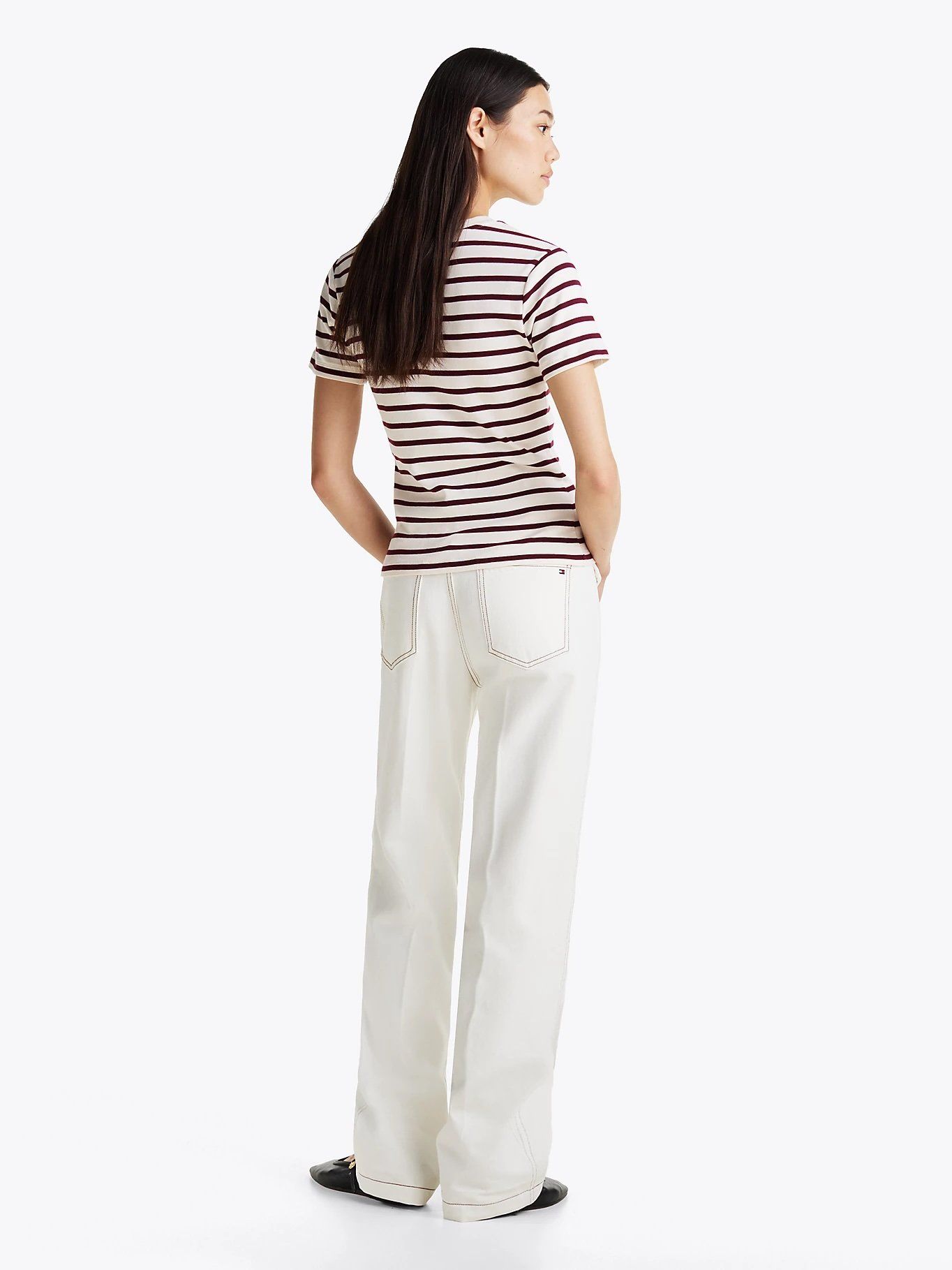 Tommy Hilfiger - Áo thun tay ngắn nữ Flag Embroidery Slim T-Shirt