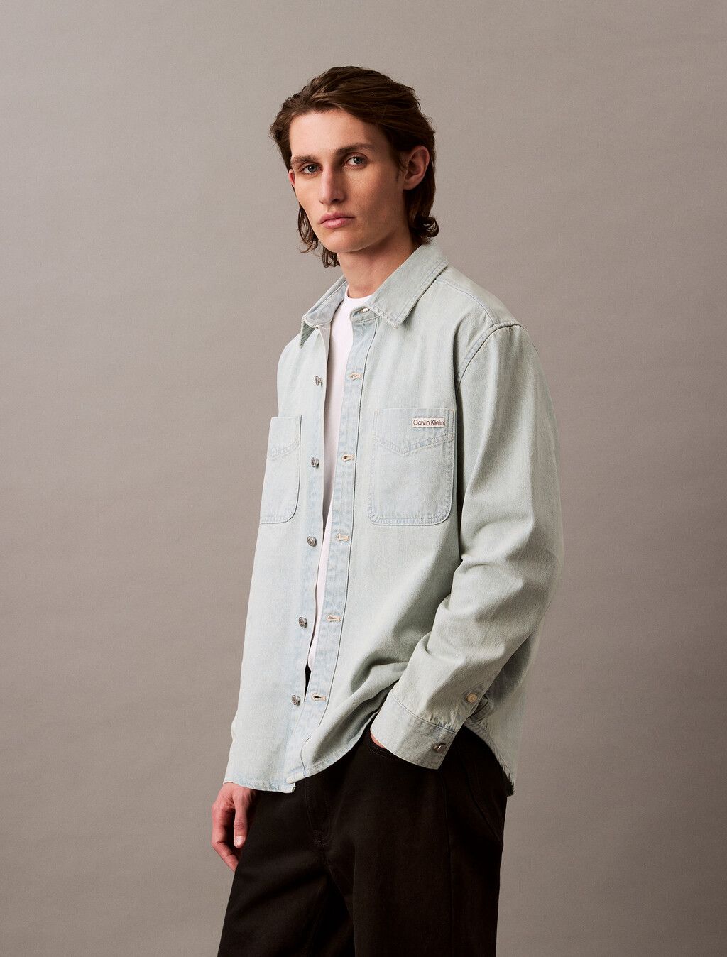 Calvin Klein - Áo sơ mi tay dài nam CK Goldenrod Denim Overshirt