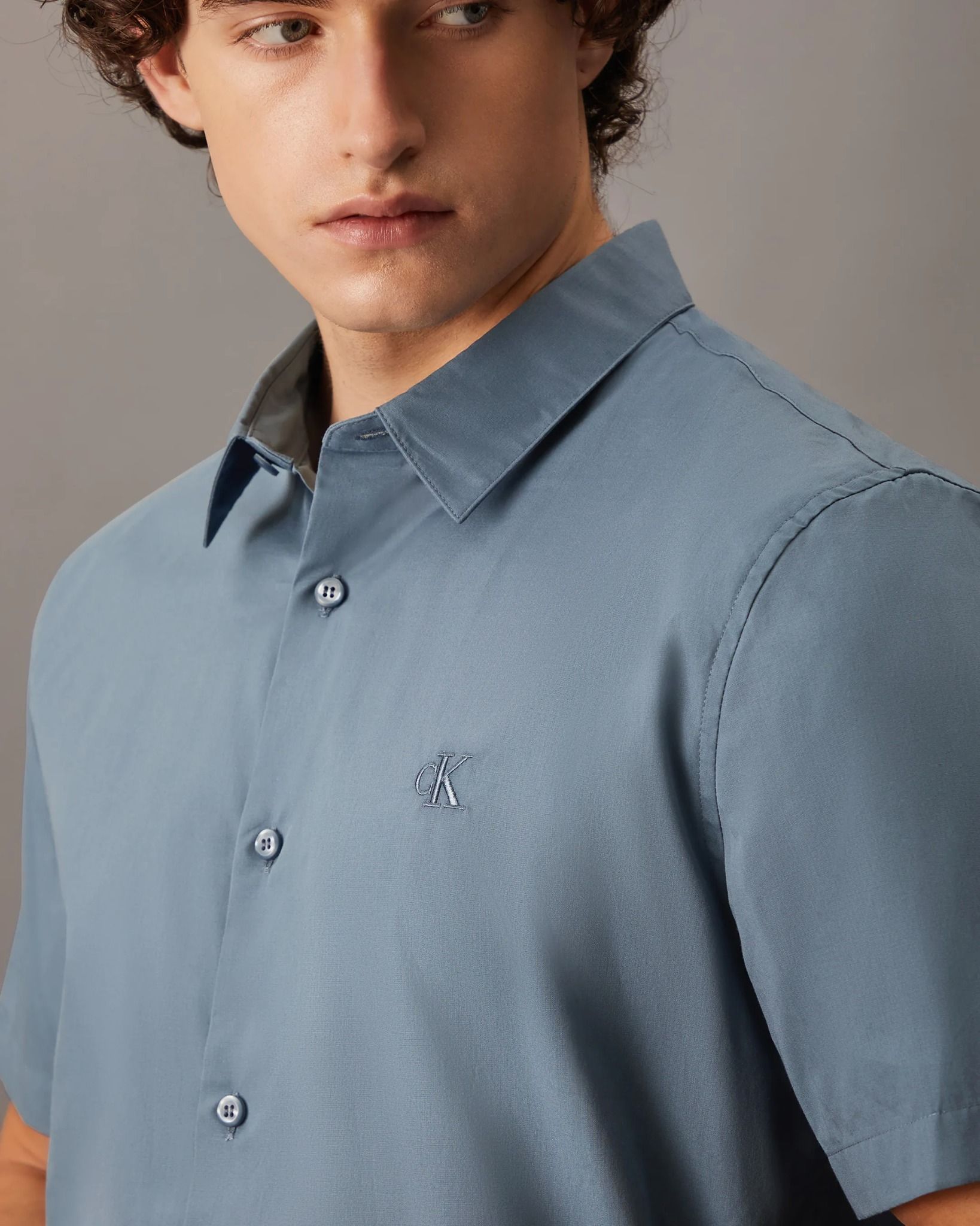 Calvin Klein - Áo sơ mi tay ngắn CK nam Essentials Monogram Slim Shirt