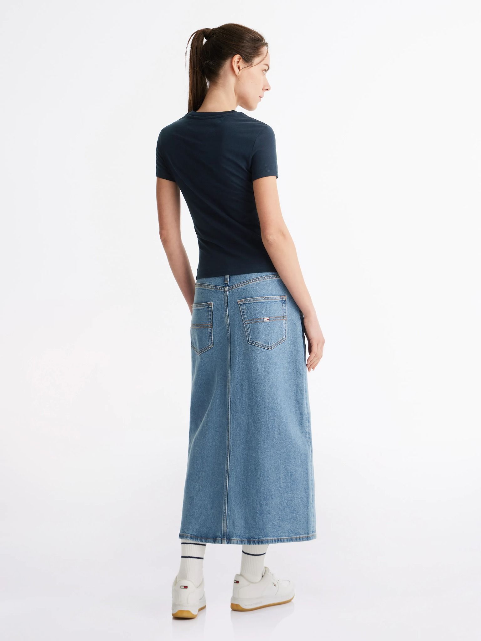 Tommy Hilfiger - Áo thun tay ngắn nữ TH Slim Tonal Linear Tee