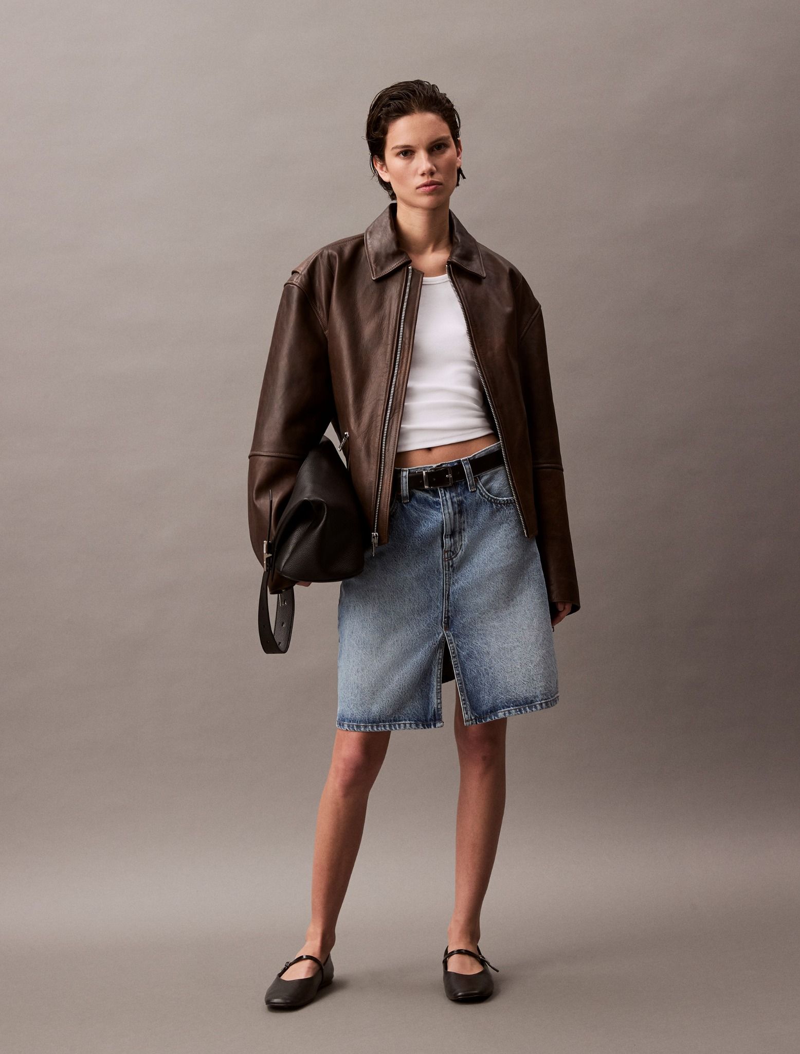 Calvin Klein - Váy jean CK nữ Denim Midi Skirt With Slit Sag