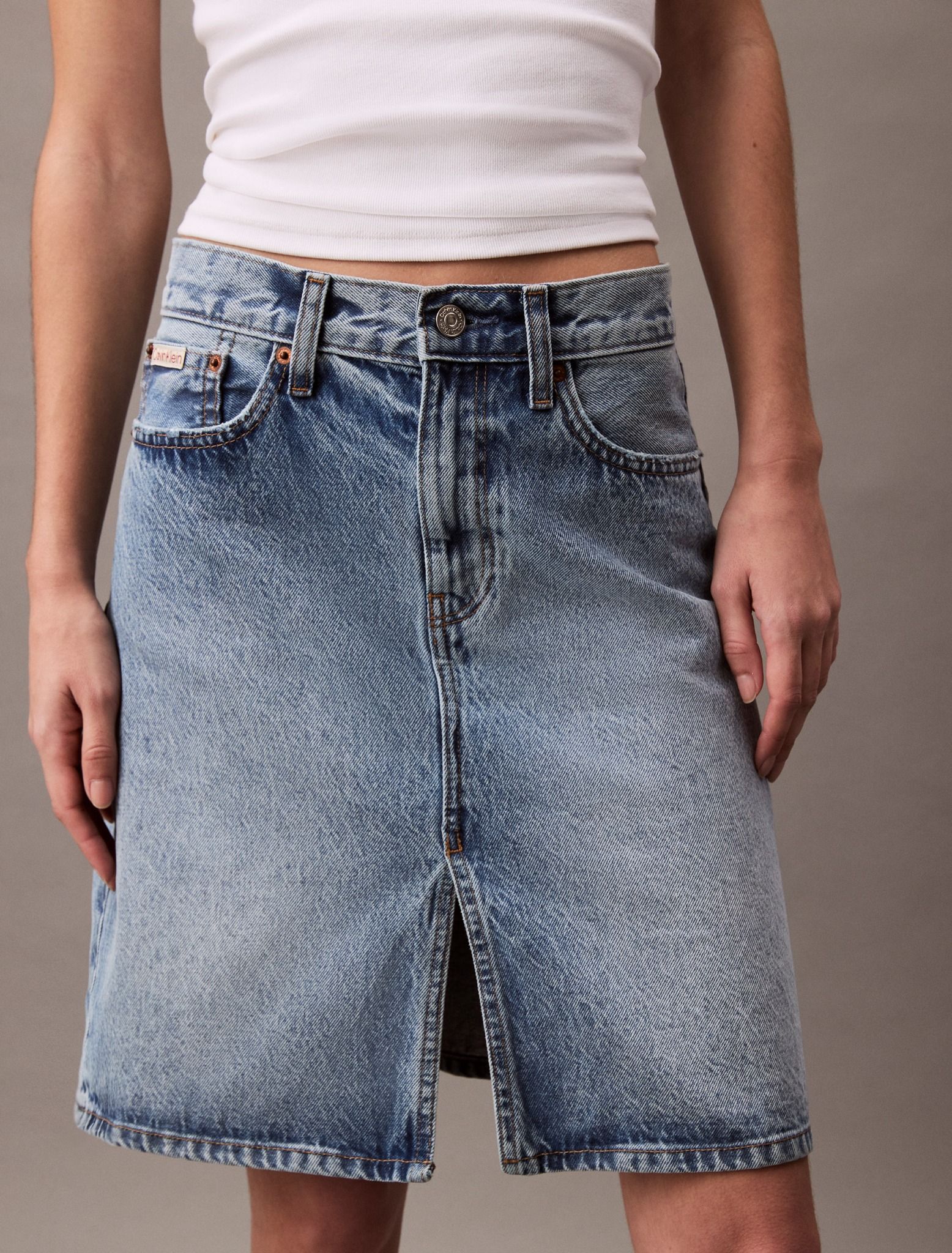 Calvin Klein - Váy jean CK nữ Denim Midi Skirt With Slit Sag