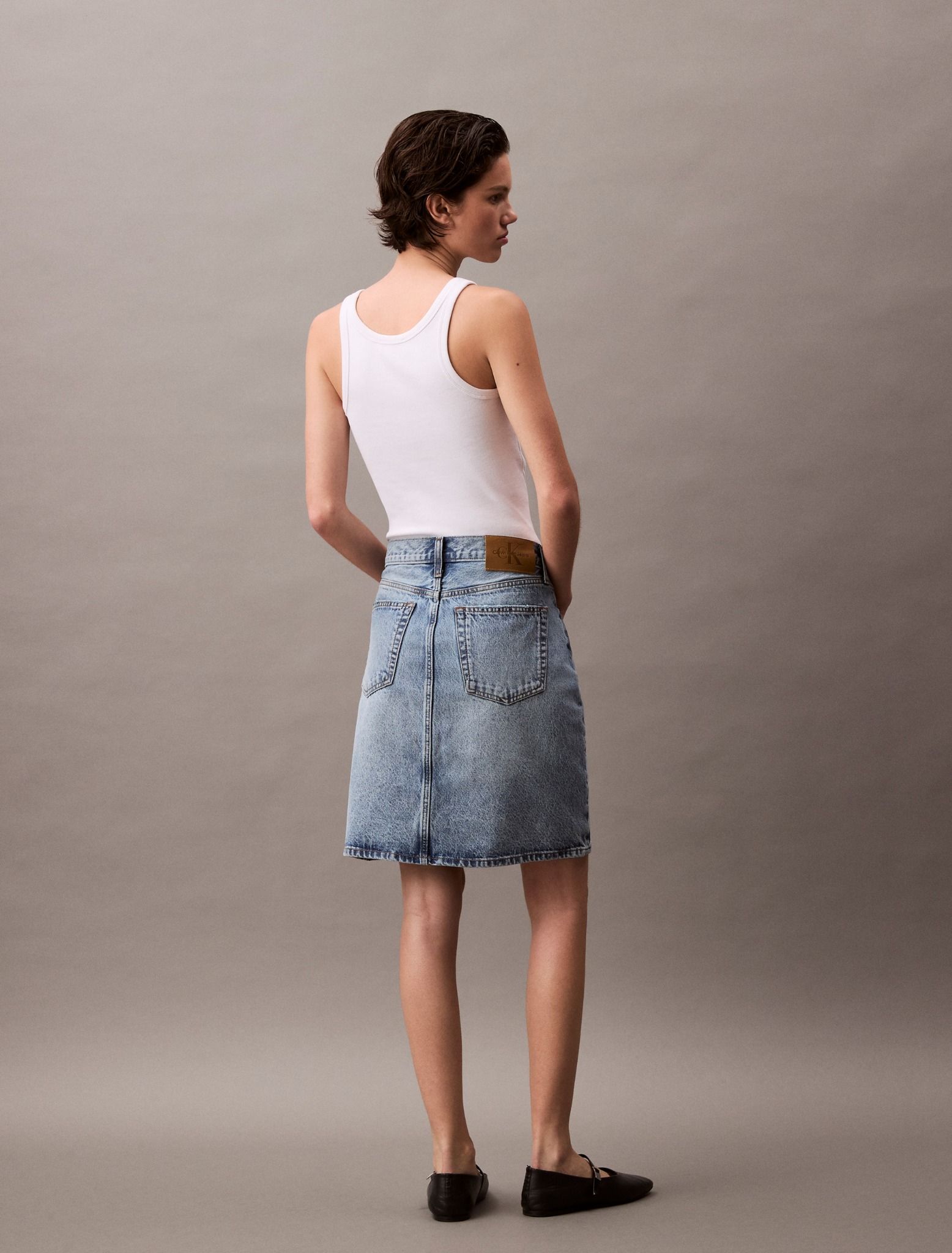 Calvin Klein - Váy jean CK nữ Denim Midi Skirt With Slit Sag