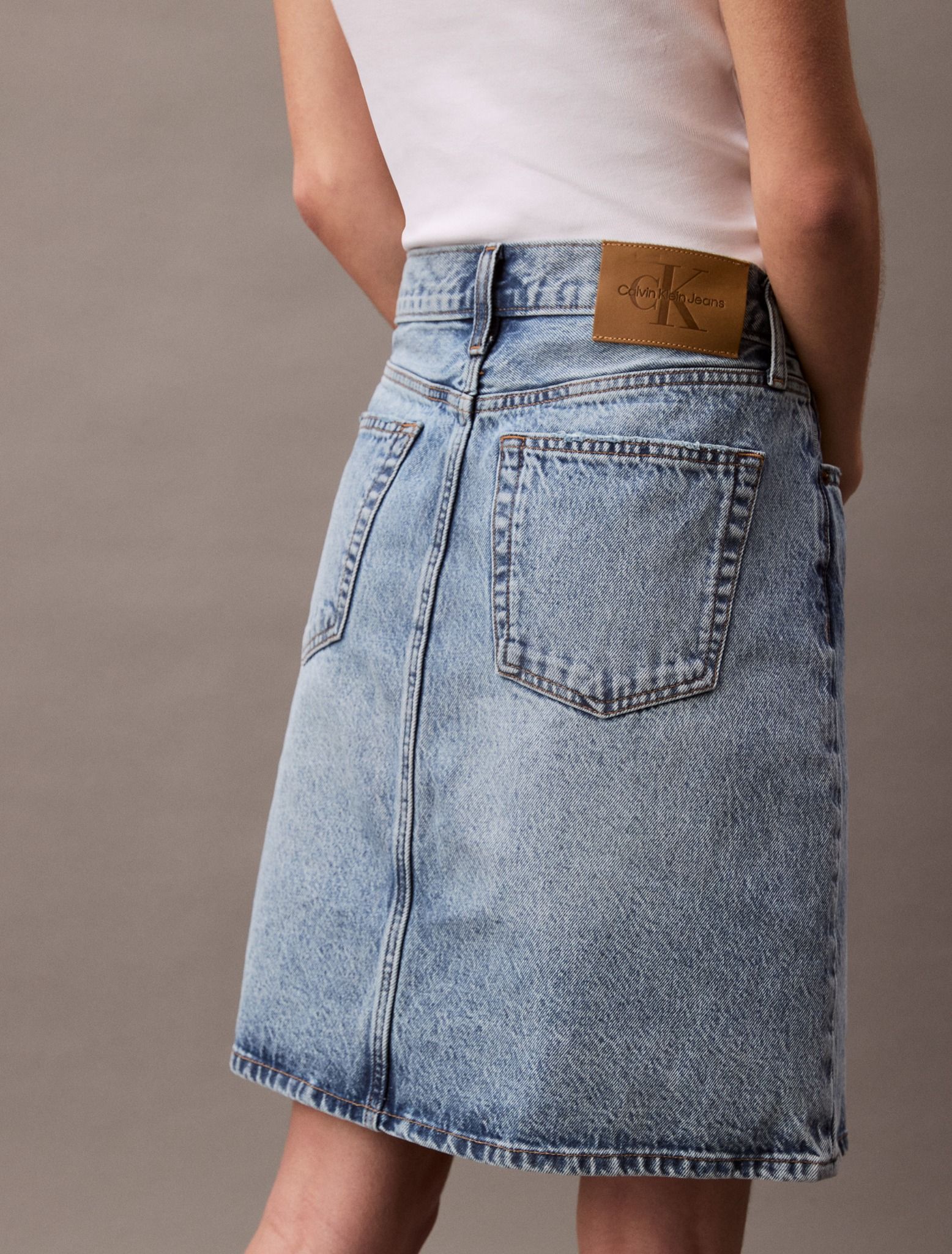Calvin Klein - Váy jean CK nữ Denim Midi Skirt With Slit Sag