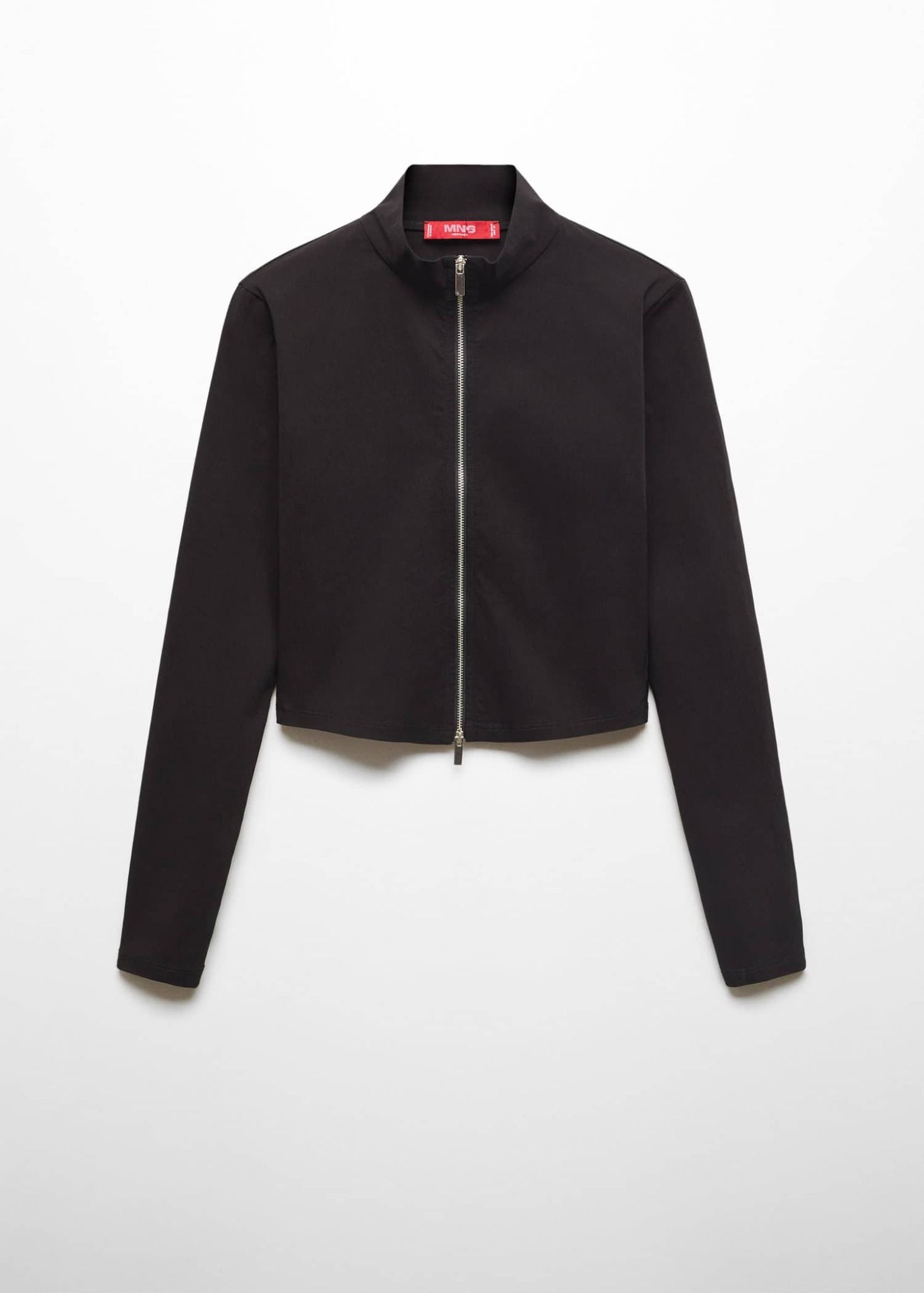 Mango - Áo khoác len nữ Cropped jacket with zip