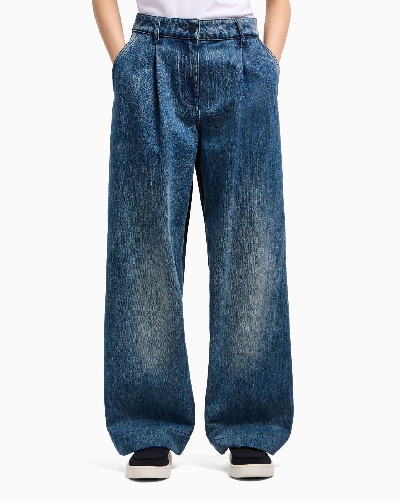 Armani Exchange - Quần jeans ống rộng nữ Ax Premium Trousers
