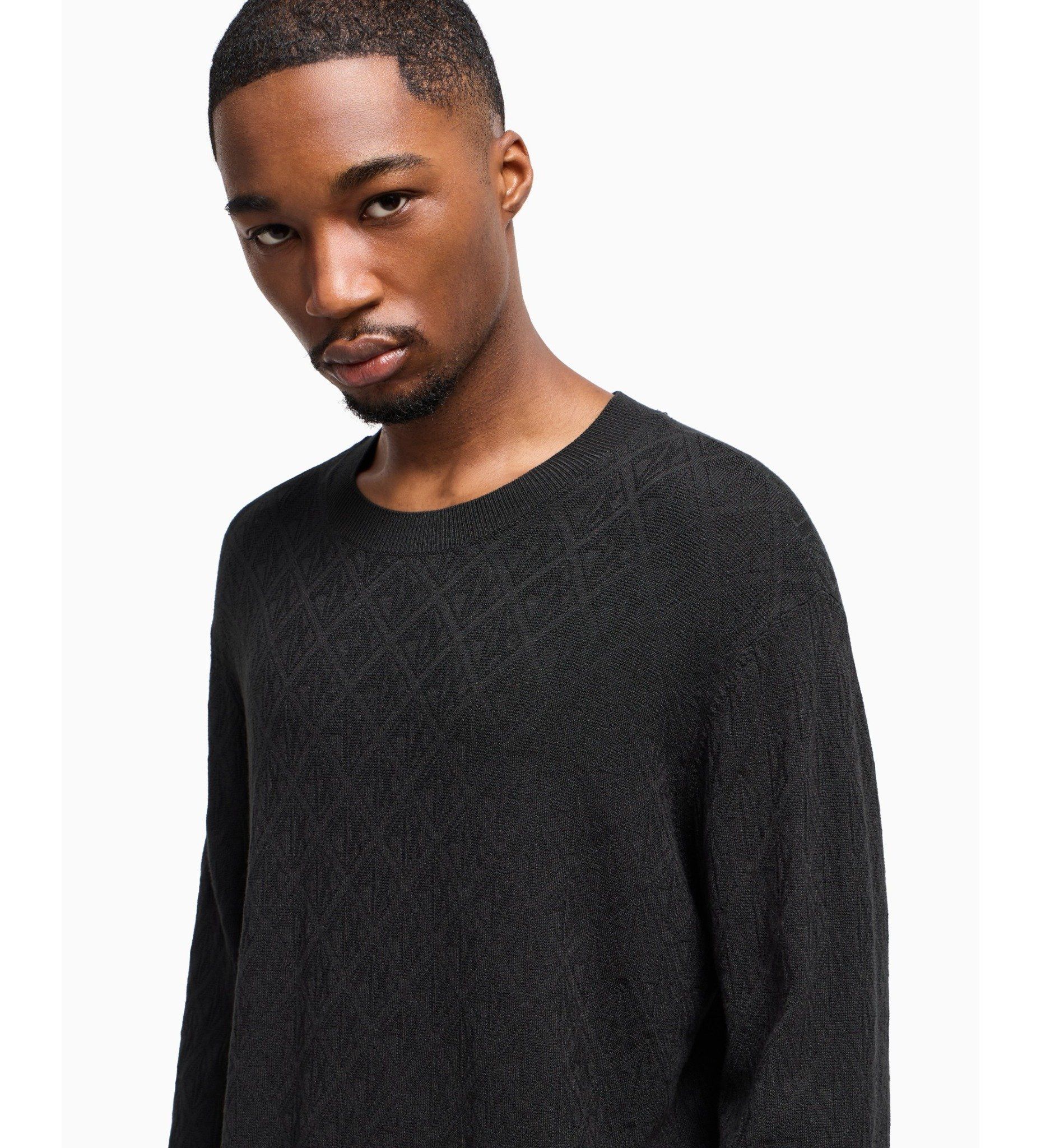 Armani Exchange - Áo len tay dài nam Black crew neck Jumper