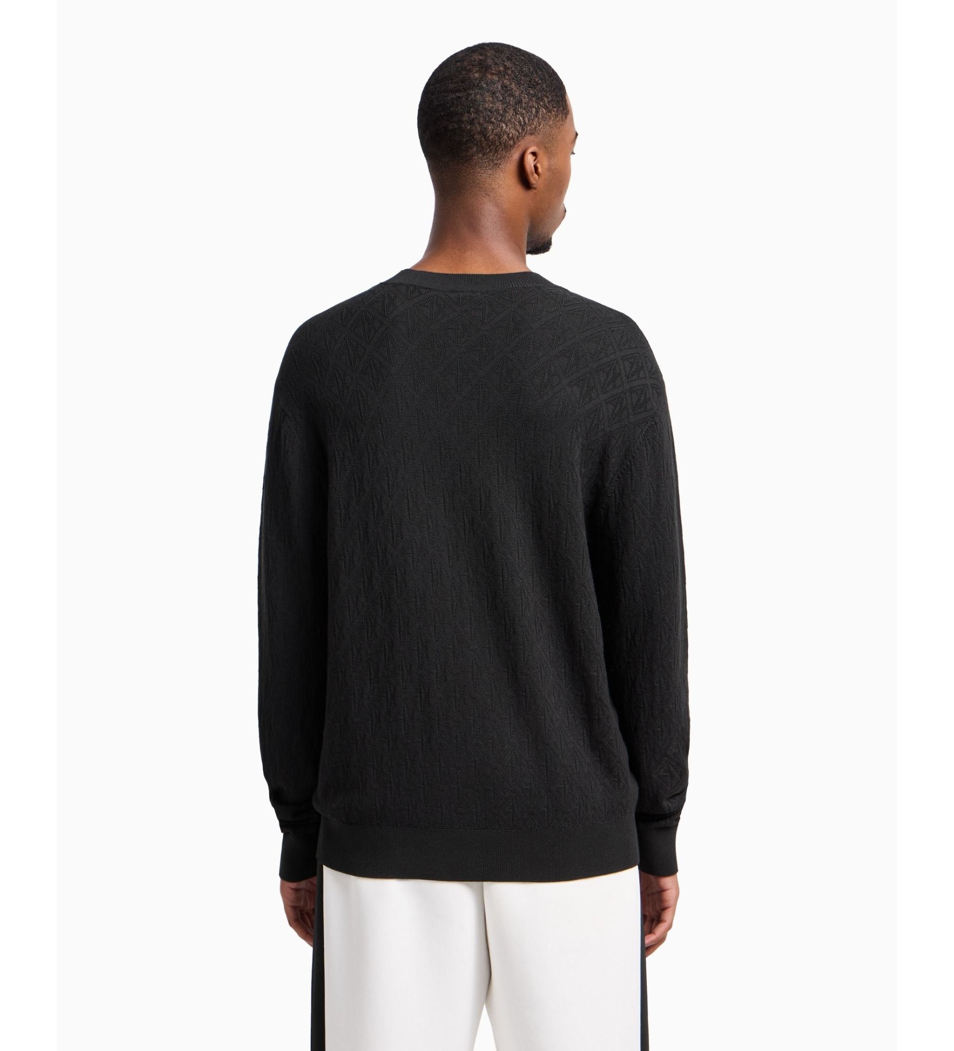 Armani Exchange - Áo len tay dài nam Black crew neck Jumper
