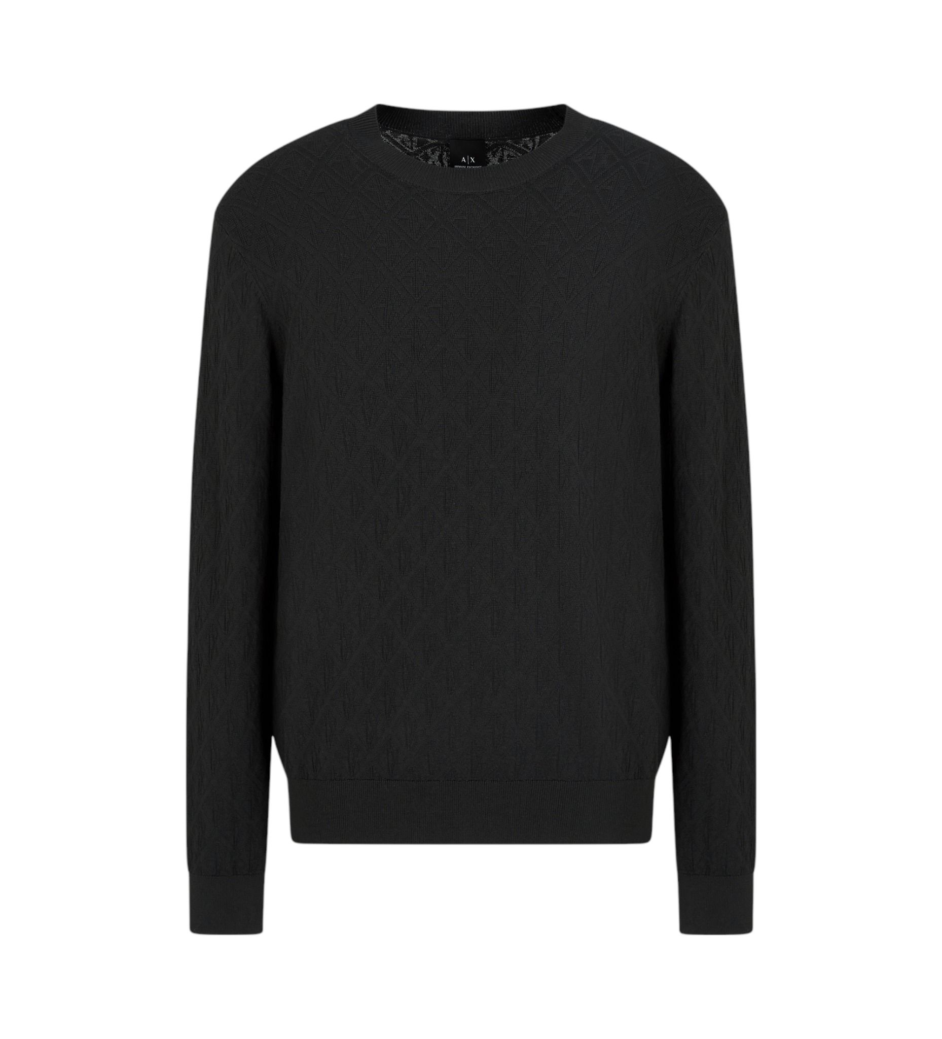 Armani Exchange - Áo len tay dài nam Black crew neck Jumper