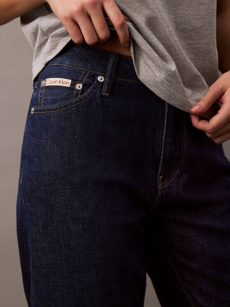 Calvin Klein - Quần jeans ống đứng CK nữ Premium Linen Relaxed Straight