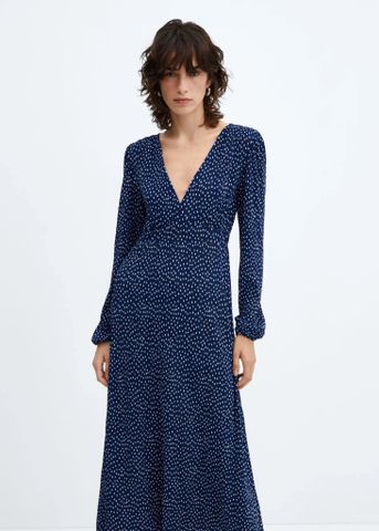 Mango - Đầm nữ Polka-dot midi dress