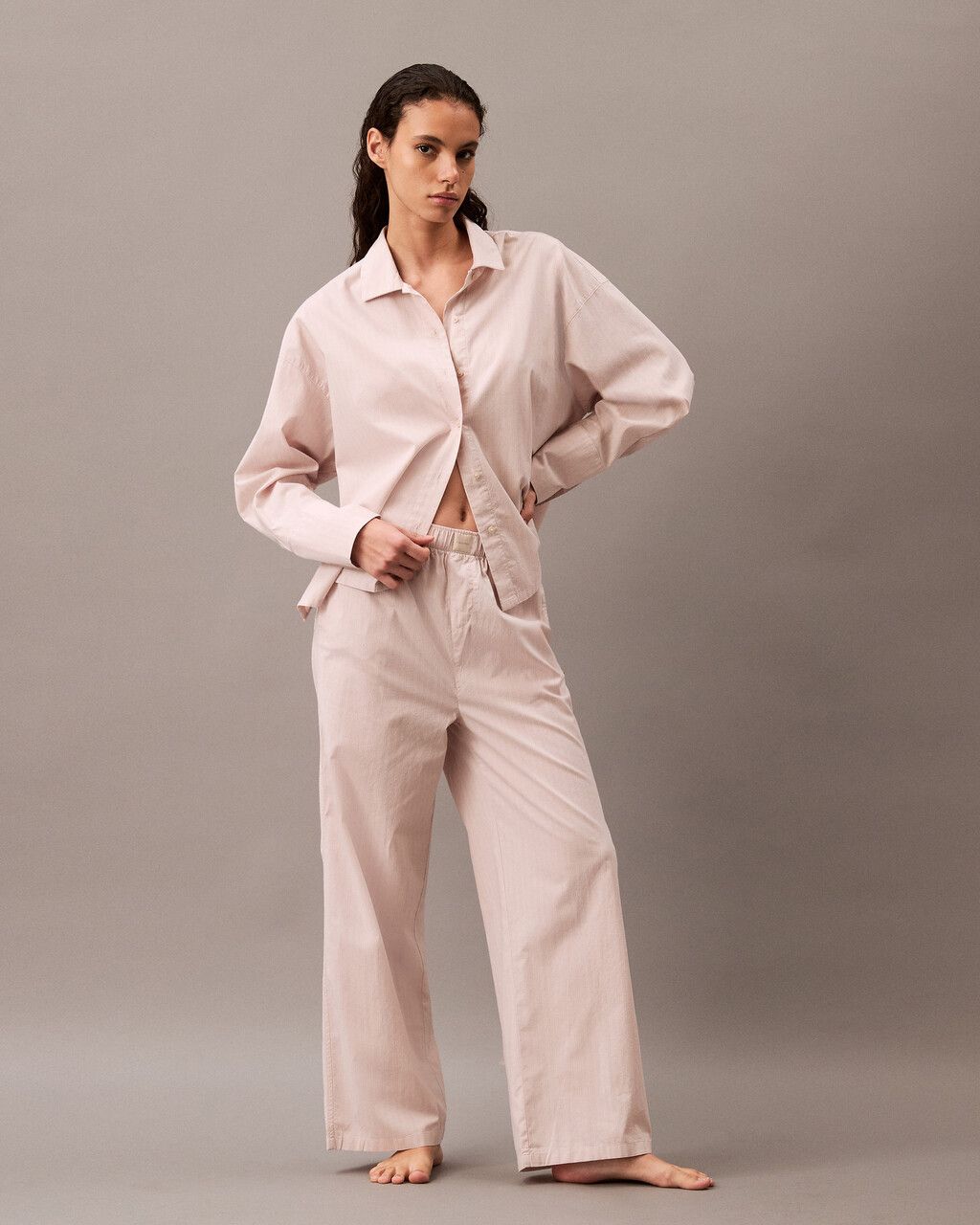 Calvin Klein - Áo ngủ CK nữ Cotton Poplin Shirt.