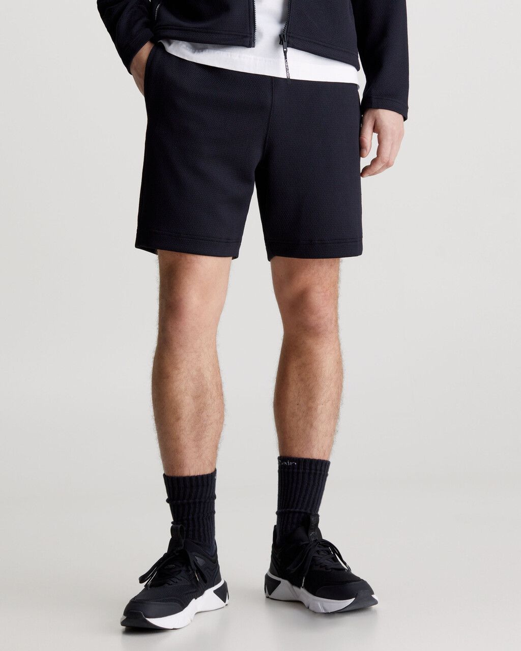 Calvin Klein - Quần ngắn thể thao nam Double Waistband Jacquard Gym Shorts